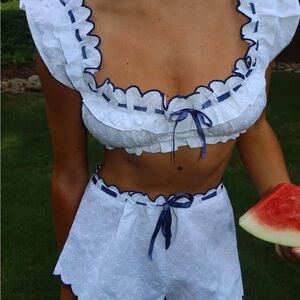 ISO the Bar White and Blue Pajama Set